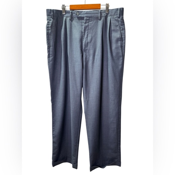 Lauren Ralph Lauren Pants Mens 36W X 30L Charcoal Blue Herringbone Straight Leg - Picture 3 of 10